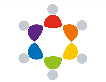 Part of the Safeguarding Adults York logo can be seen. There are six simplified styles of a person touching each other at the shoulders forming a circle. The heads are light grey in colour, and the bodies each have a different colour.